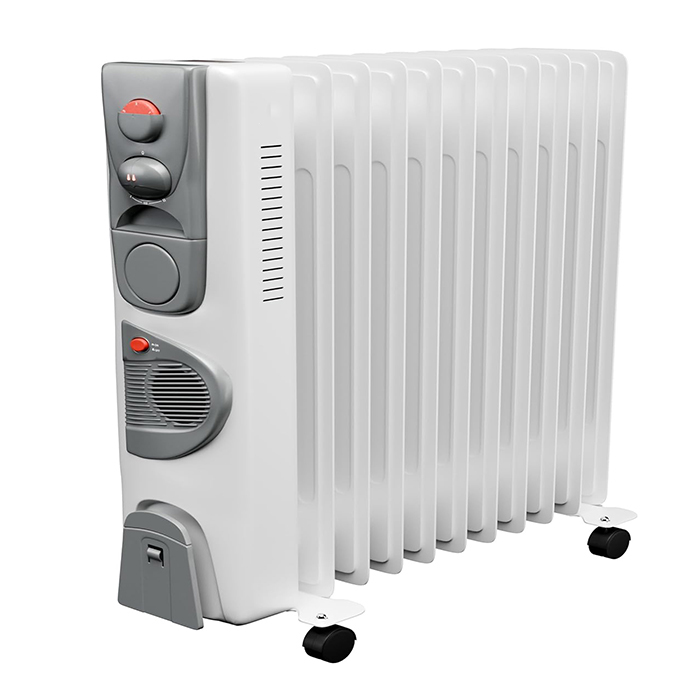 Elektrische olieverwarmer 2500W met ventilator 11 ribben